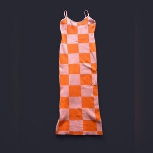 Orange and Pink Checkered Dress